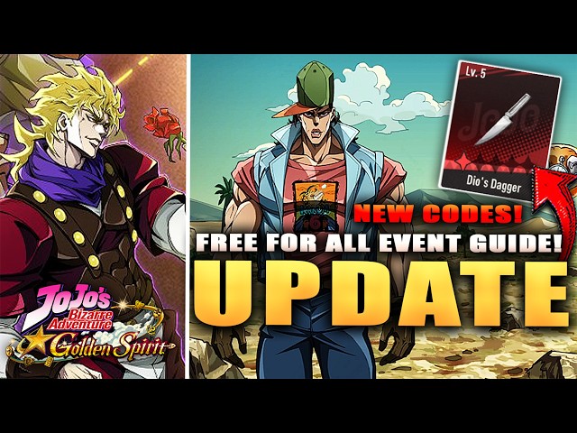 *NEW CODES* NEW UPDATE & FREE FOR ALL EVENT GUIDE! (Jojo Bizzare Adventure Golden Spirit)
