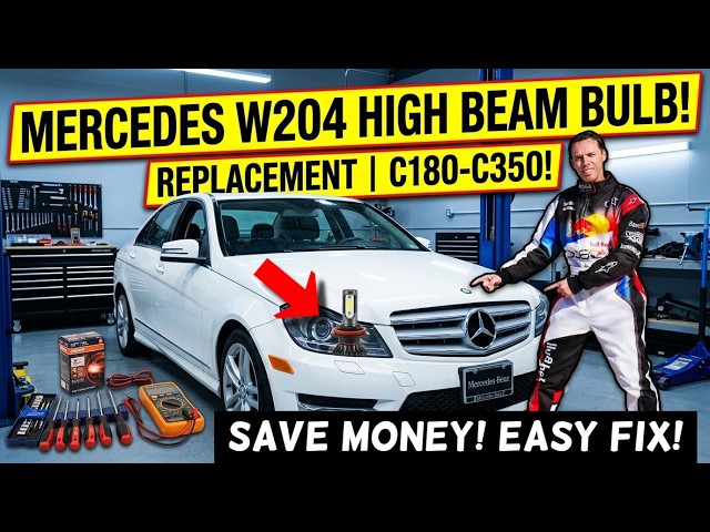 How to Replace High Beam Headlight Bulb on Mercedes W204 C220 C230 C250 C260 C280 C300 C320 C350