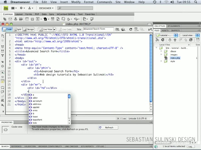 08. Advanced search form with PHP and MySQL (LAYOUT)