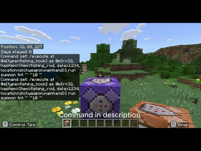 simple orbital strike cannon for minecraft bedrock with 1 command block