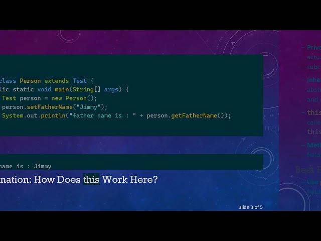 Understanding private Fields and this Keyword in Java Abstract Classes