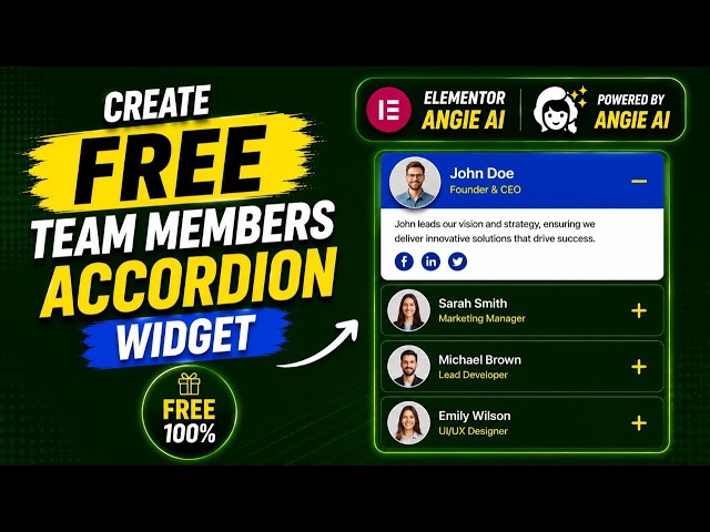 Build a Custom Team Members Accordion Widget with Elementor Angie AI (FREE)