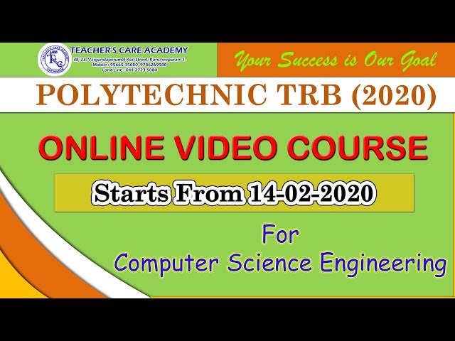 POLYTECHNIC TRB - 2020: COMPUTER SCIENCE ENGINEERING VIDEO COURSE AVAILABLE NOW !!!!