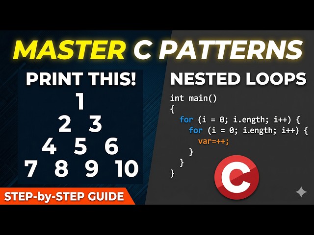 CP006 Master C Patterns! Print Number Pyramid (1 to 10) Step-by-Step #cprogramming #patternmaking