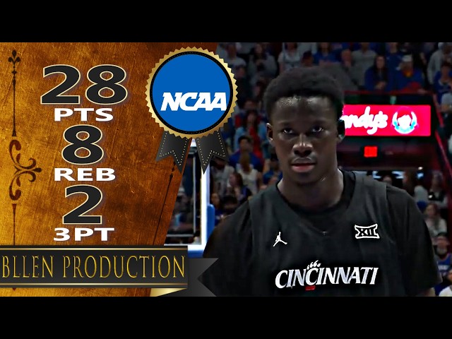 7'2"　Moustapha Thiam - Career-High 28 Pts, 8 Reb Highlights｜Cincinnati Bearcats vs Kansas｜2026.02.21