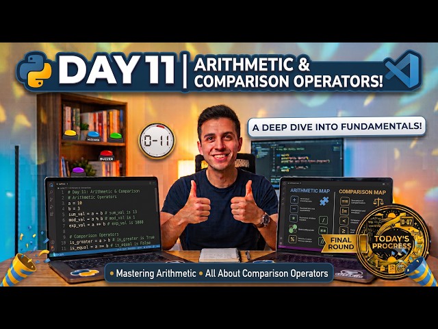 Day 11 - Arithmetic and comparison operators in python. #pythonforbeginners