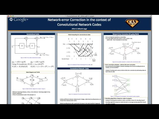 Summary: Network-error Correction in the context of Convolutional Network Codes