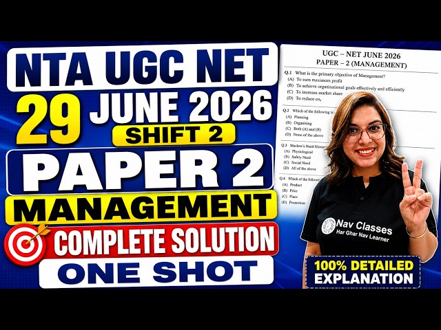NTA UGC NET 29 June 2026 Shift 2 Paper 2 Management Complete Solution ONE SHOT | Navdeep Kaur
