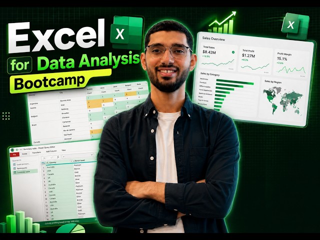 Excel for Data Analysis Bootcamp | من الصفر للاحتراف في مكان واحد