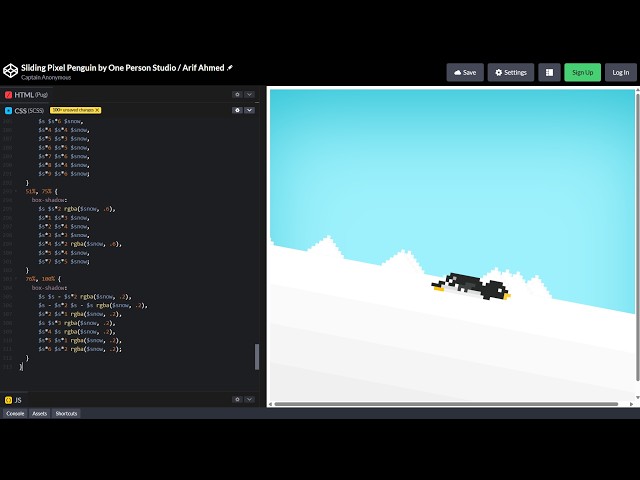 ASMR Programming - Sliding Pixel Penguin in PUG & SCSS - No Talking