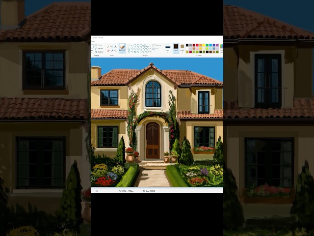 Painting a house from scratch, brick by brick, in Microsoft Paint #art #microsoftpaint #brickbybrick