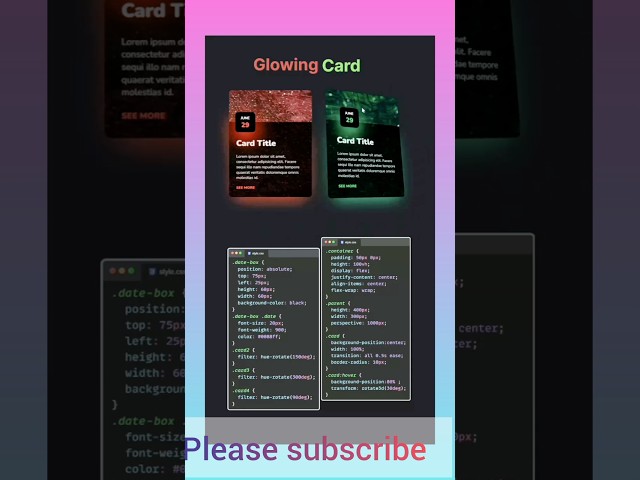 Glowing cards using html css #glowing #css #html #js #marriageproposal #comedyeffect