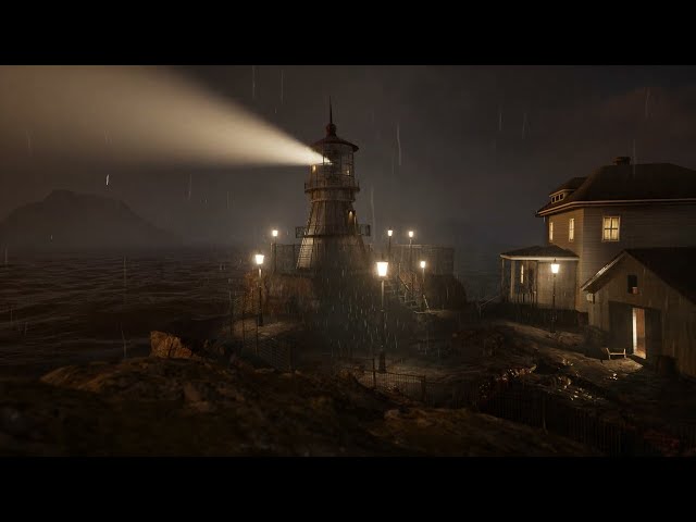 Lighthouse in Stormy Night: Relaxing Rain, Ocean Waves & Occasional Thunder Sounds for Sleep