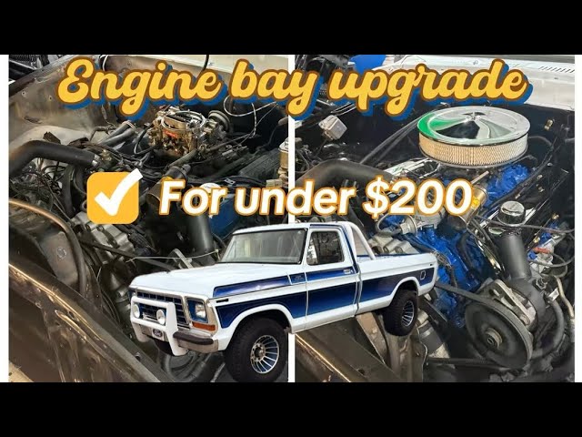 1978 Ford F250 engine bay upgrade, on a budget. #automobile #dentside #diy #mechanic #auto #engine 