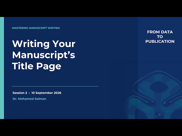 How to Write Your Manuscript's Title Page [Mastering Manuscript Writing Program - Wave 1]
