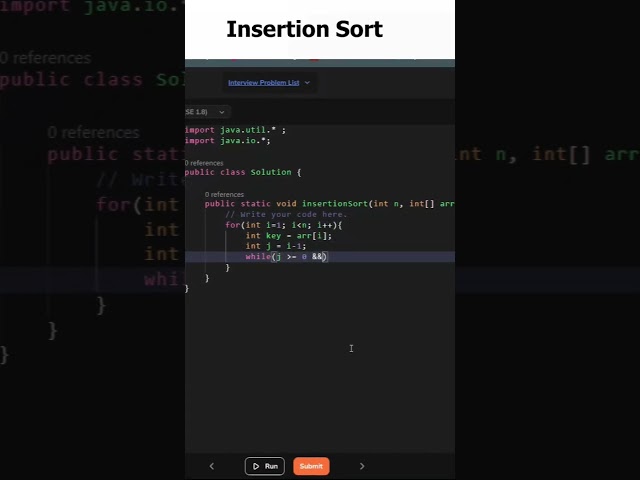 Insertion Sort #shorts #youtubeshorts #java #viral #coding #programming #sorts #insertionsort