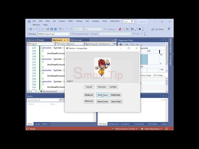 c++/cli windows forms (button ImageAlign) visual c++ Windows Form Clr Cli 2022) visual studio code