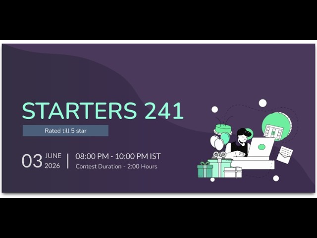 STARTERS 241 || Codechef contest LIVE  || #codechef #coding #programming #contest