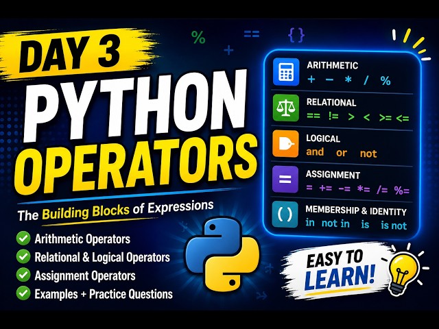 Python Tutorial for Beginners | Day 3 | Python Operators Explained with Examples