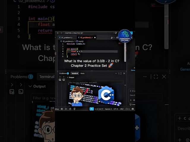 What is the value of 3.0/8 - 2 in C? 🤔 Chapter 2 Practice Set 🚀| CodeCraft Divyans #shorts