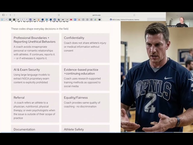 NSCA Code Overview,  its professional practice and gray areas.