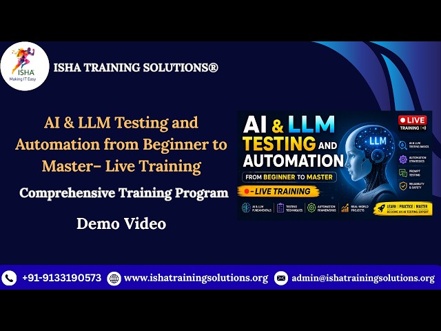 AI Testing Demo video on 4th August 2026.Contact/WhatsApp us on +91- 9133190573 to enroll