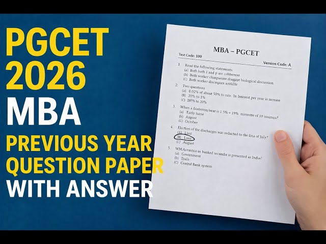 PGCET 2026|MBA Previous year Question Paper with Answer - Important