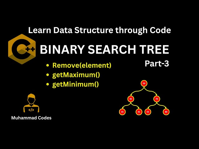 Binary Search Tree in C++ Part - 3 | Removing Element | Minimum | Maximum | Data Structures