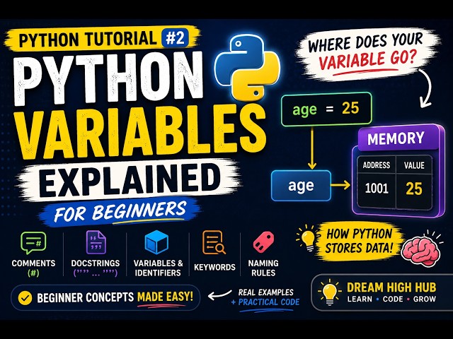 Python Variables Explained for Beginners | Naming Rules, Comments, Docstrings | Python Tutorial #2