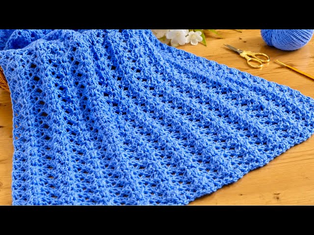 Easy & Beautiful Crochet Stitch!💙👌Beginner Friendly | Stunning 3D Blanket Pattern