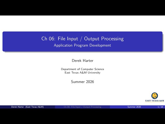 Ch 06 (secs 1-2): File Input / Output Processing