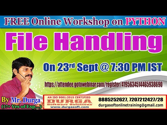 FREE Online Workshop on PYTHON File Handling by DURGA Sir