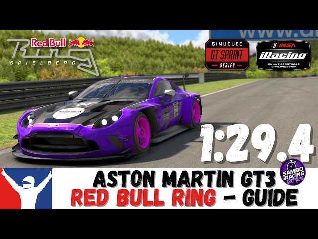 iRacing Aston Martin GT3 Red Bull Guide 1:29.4 Aston martina Vantage GT3 Red Bull Ring Track Guide