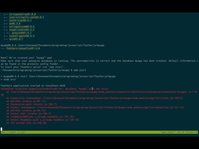 Setup Feathersjs with PostgreSQL on Mac