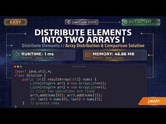 1ms Runtime! LeetCode 3069 Distribute Elements Into Two Arrays I (Java)