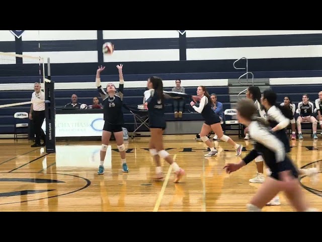 Anna Rice with the kill for Chatham in the win vs. Villa Walsh