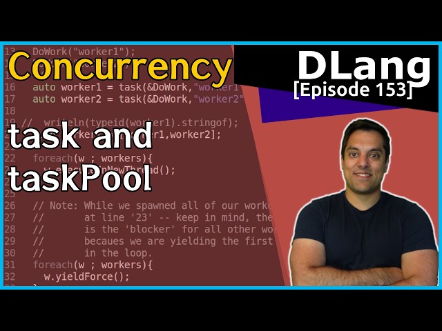 tarea y taskPool - Ejemplo de ejecución de tareas en un array - Parte 6 de N [Dlang Episodio 153]
