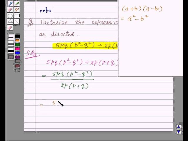 Example :Factorize  Expression  and Simplify  as Directed