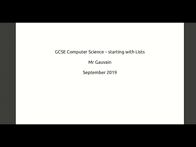 Python Lists for GCSE Computer Science