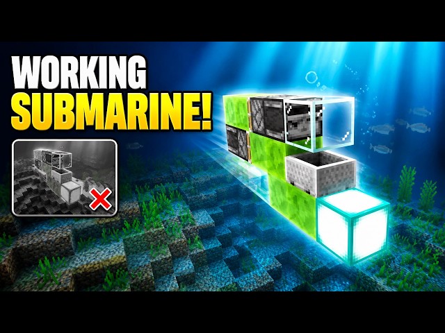 How to Build a Working Submarine in Minecraft #minecraft #tutorial #shorts