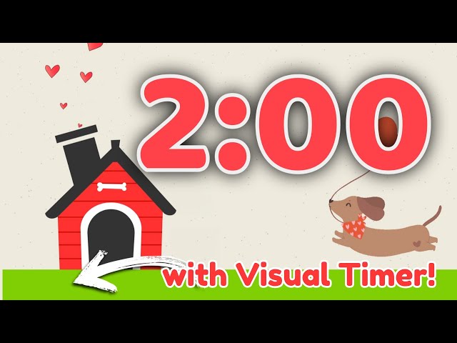 2 Minute Visual Timer for Preschool | Valentine's Day Timer ❤️🐶