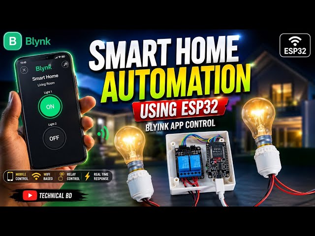 Smart Home Automation Using ESP32 & Blynk App | Control Lights from Mobile | ESP32 IoT Project