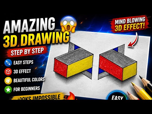 Impossible 3D Drawing 😱 | Mind Blowing Optical Illusion Drawing | Easy 3D Art Tutorial