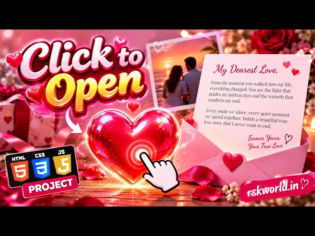 Click to Open Love Letter 💘 HTML CSS JavaScript Project