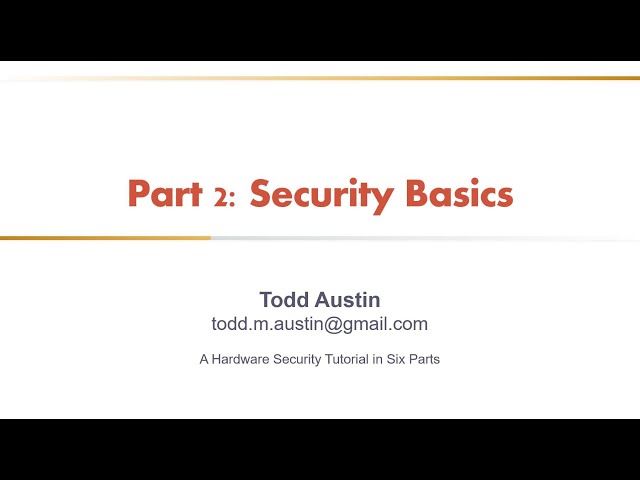 Hardware Security Tutorial - Part 2 - Security Basics
