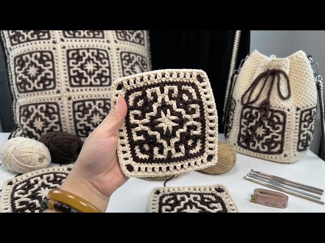 Learning Simple Mosaic Basic Crochet Pillow Pattern Tutorial for Beginner