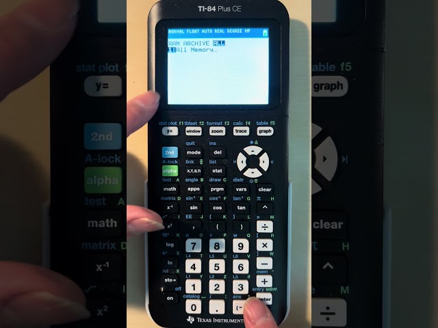 TI-84 Graphing Calculator: Clearing Memory