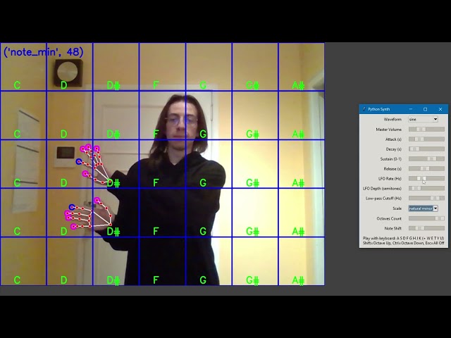 Camera Harp Synthesizer : Play music with your hands (opensource)