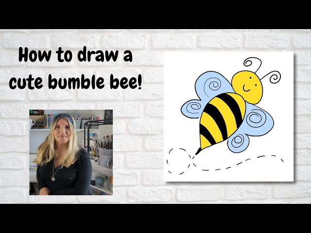 How to draw cute bumble bee - Beginner art  / drawing lesson tutorial - step by step