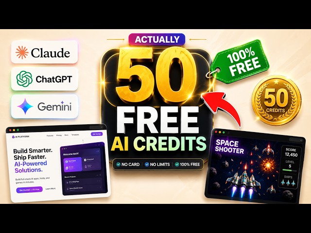 50 FREE AI Credits! Build Complete Apps Without Paying | How to use Gemini models for free